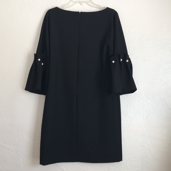 NWT Relaxed fit,  elegant little black dress + pearl embellished pleated sleeves - Picture 6 of 9